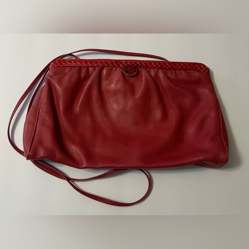 Vintage Palizzio Red Leather purse with shoulder strap